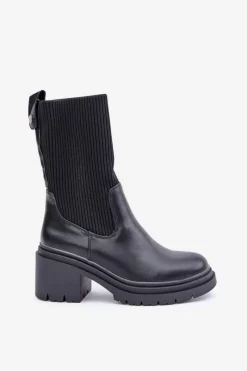 Best Boto Botki Ze Skarpetą Na Masywnym Obcasie Czarne Rosanas