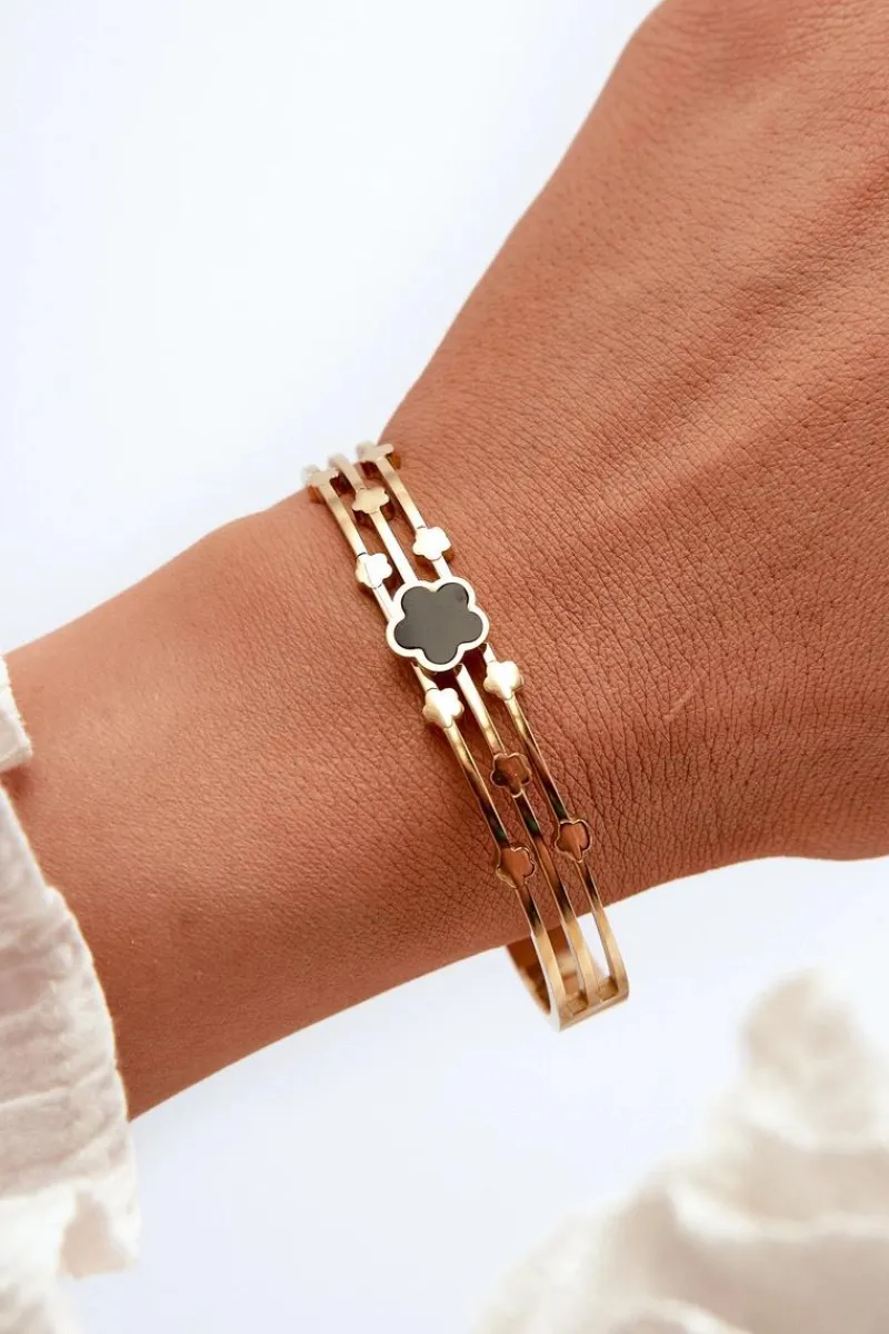 Outlet Bransoleta Damska Z Ozdobami Stal Nierdzewna Złota Bransoletki