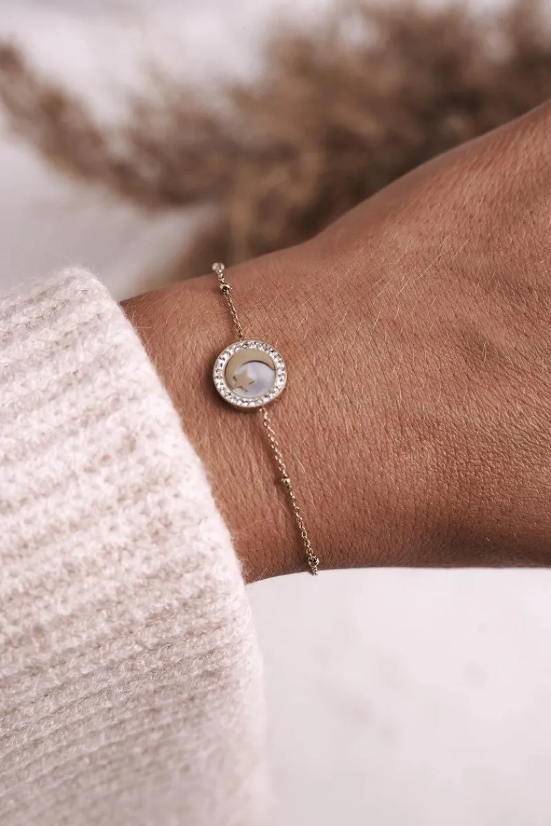 Sale Bransoletka Celebrytka Księżyc i Gwiazdka Złota Universe Bransoletki