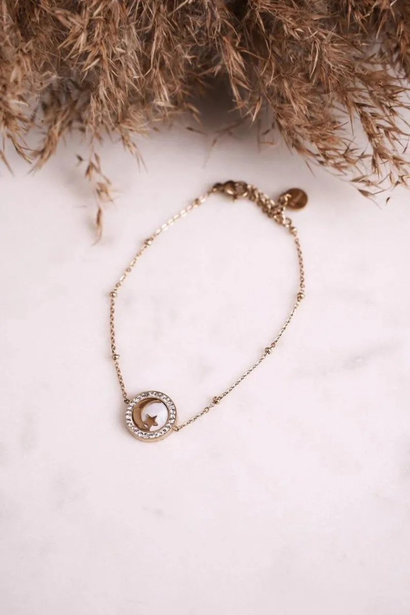 Sale Bransoletka Celebrytka Księżyc i Gwiazdka Złota Universe Bransoletki