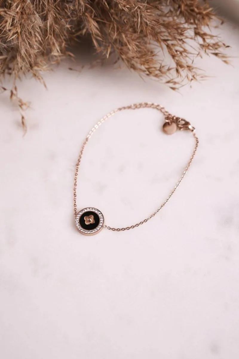 Bransoletki>Glam Chic Bransoletka Celebrytka z Koniczynką Różowe Złoto Luck