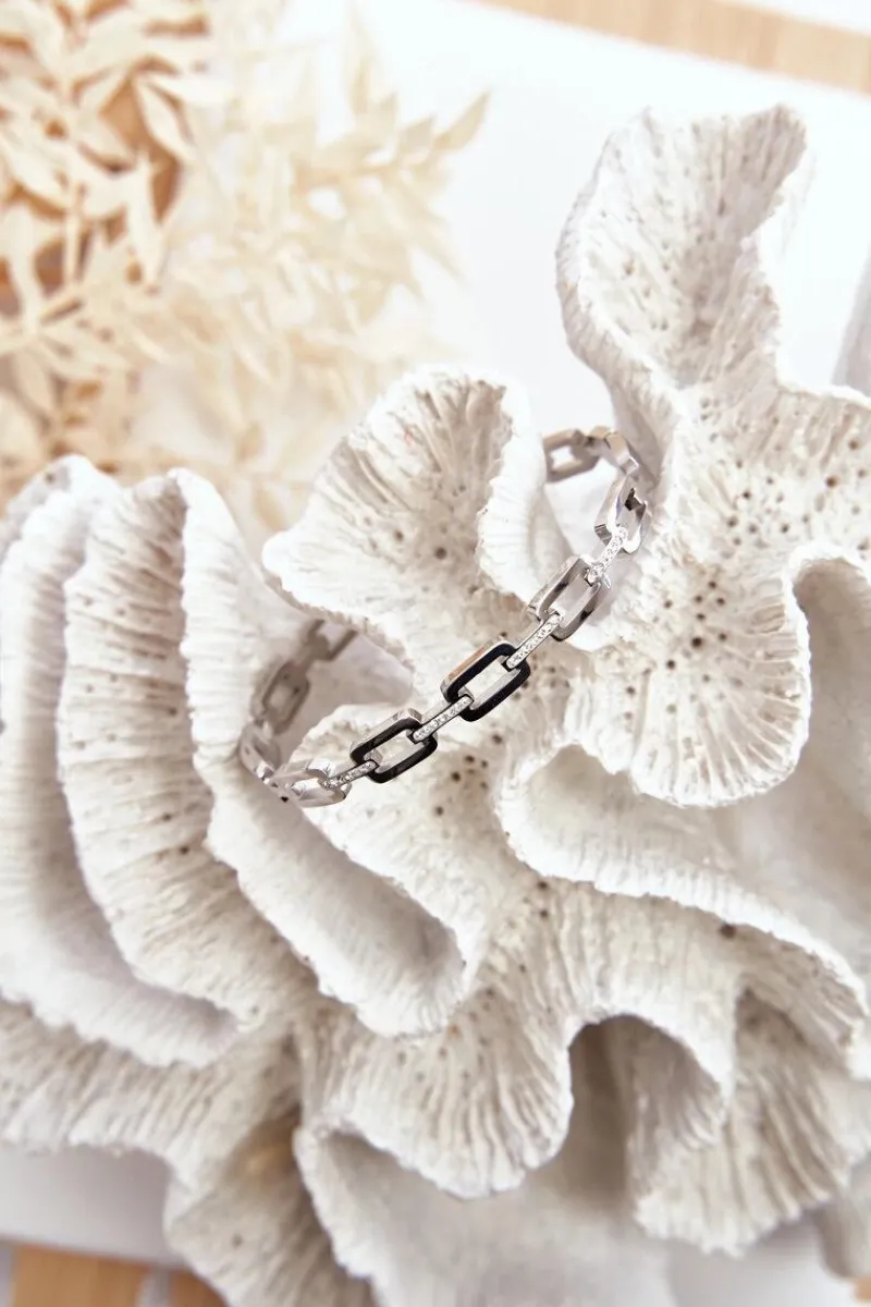 Bransoletki>Glam Chic Bransoletka Damska Zdobiona Cyrkoniami Srebrna