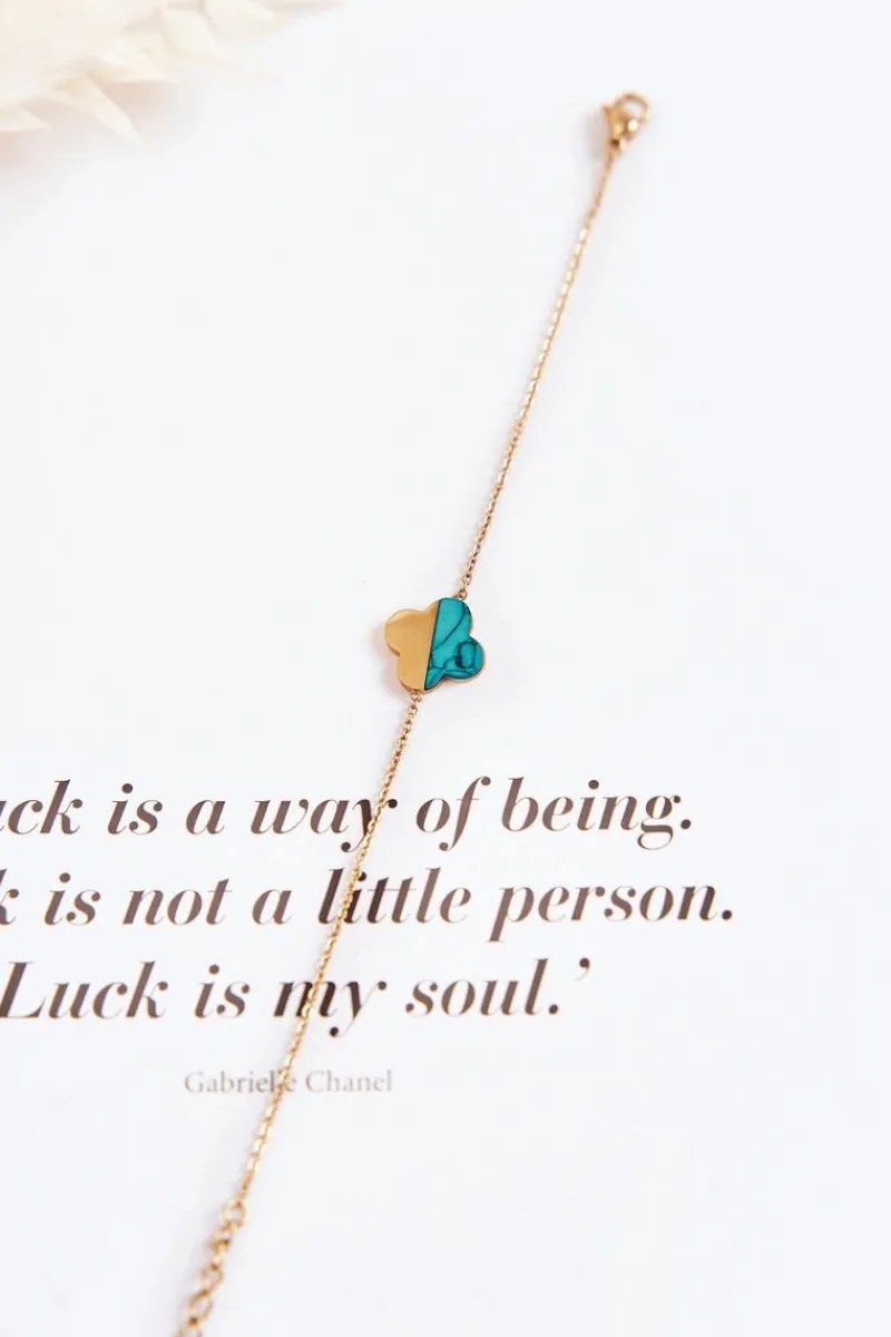 Online Bransoletka Na Łańcuszku Z Koniczyną Złoto-Zielona Bransoletki