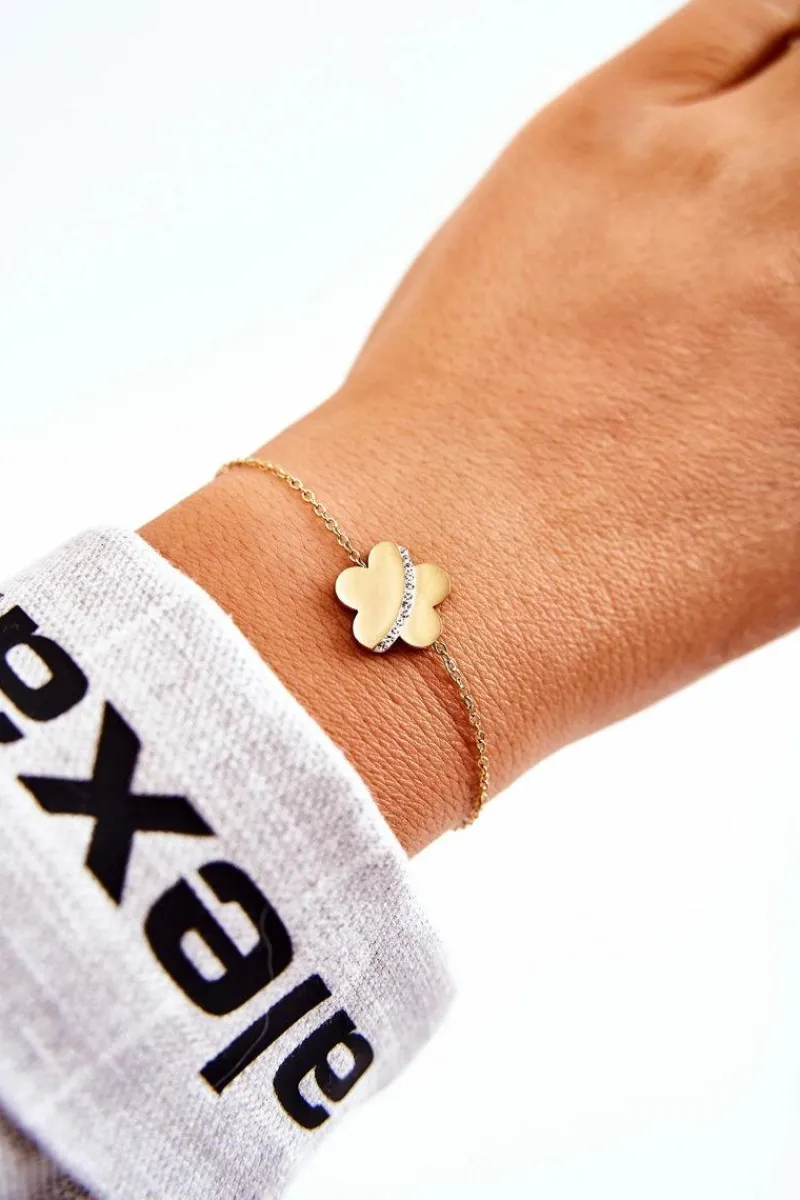 Bransoletka Na Cienkim Łańcuszku Z Dużym Kwiatem Złota Bransoletki