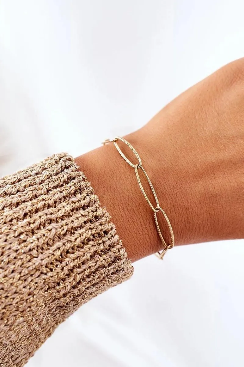 Discount Glam Chic Bransoletka Na Grubym Łańcuszku Złota