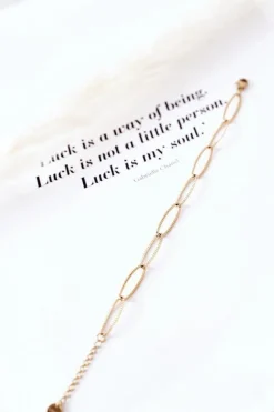 Discount Glam Chic Bransoletka Na Grubym Łańcuszku Złota