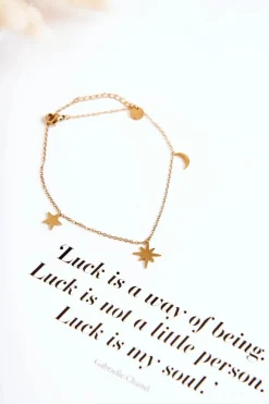 Sale Glam Chic Bransoletka Na Nogę Gwiazdy I Księżyc Złota