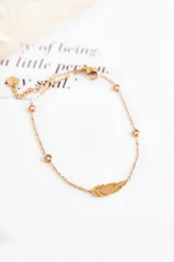 Outlet Glam Chic Bransoletka Na Nogę Z Cyrkoniami I Piórkiem Złota