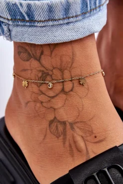 Bransoletki>Glam Chic Bransoletka Na Nogę Z Koniczynkami Złota