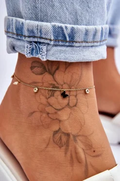 Outlet Glam Chic Bransoletka Na Nogę Z Motylami Złota