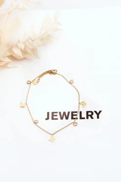 Outlet Glam Chic Bransoletka Na Nogę Z Motylami Złota