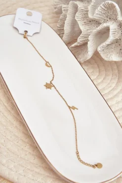 Sale Glam Chic Bransoletka Na Nogę Z Zawieszkami Złota