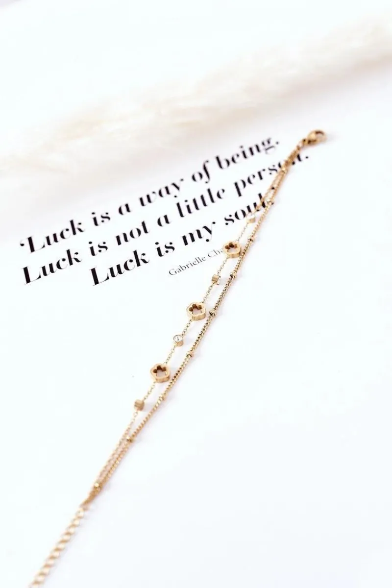 New Glam Chic Bransoletka Na Podwójnym Łańcuszku Złota