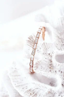 Discount Bransoletka Stalowa Z Cyrkoniami I Perłą Różowe Złoto Bransoletki