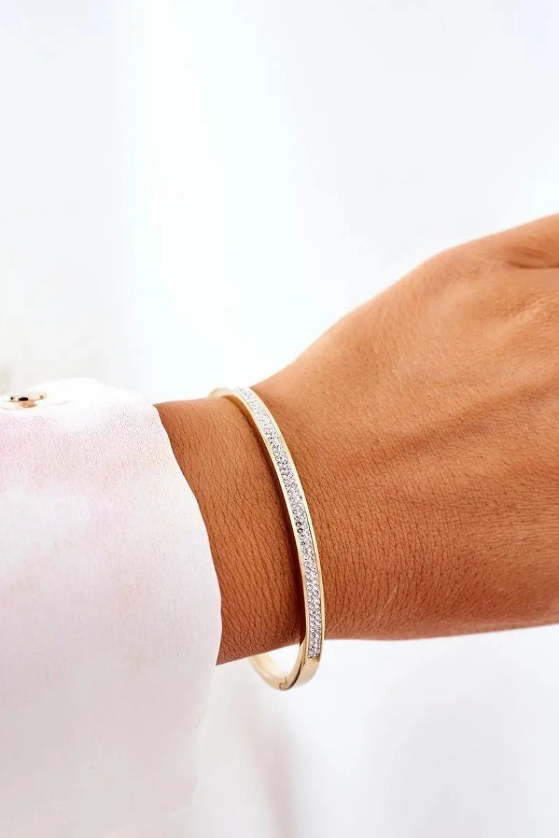 Outlet Bransoletka Stalowa Z Cyrkoniami Złota Bransoletki