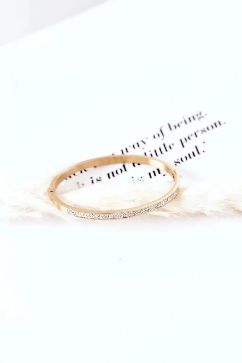 Outlet Bransoletka Stalowa Z Cyrkoniami Złota Bransoletki