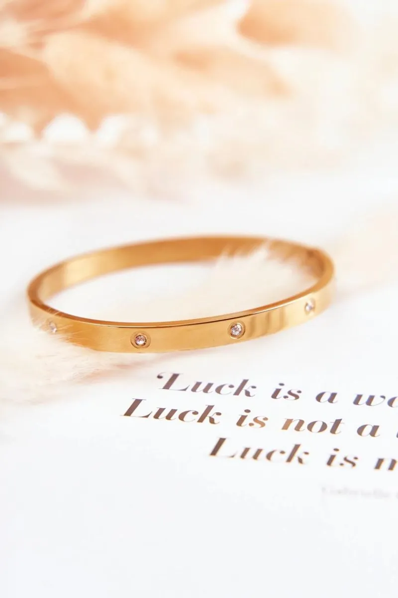 Bransoletki>Glam Chic Bransoletka Stalowa z Cyrkoniami Złota Lauren