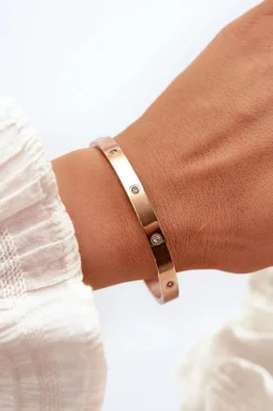 Online Bransoletka Stalowa Z Cyrkoniami Różowe Złoto Lauren Bransoletki