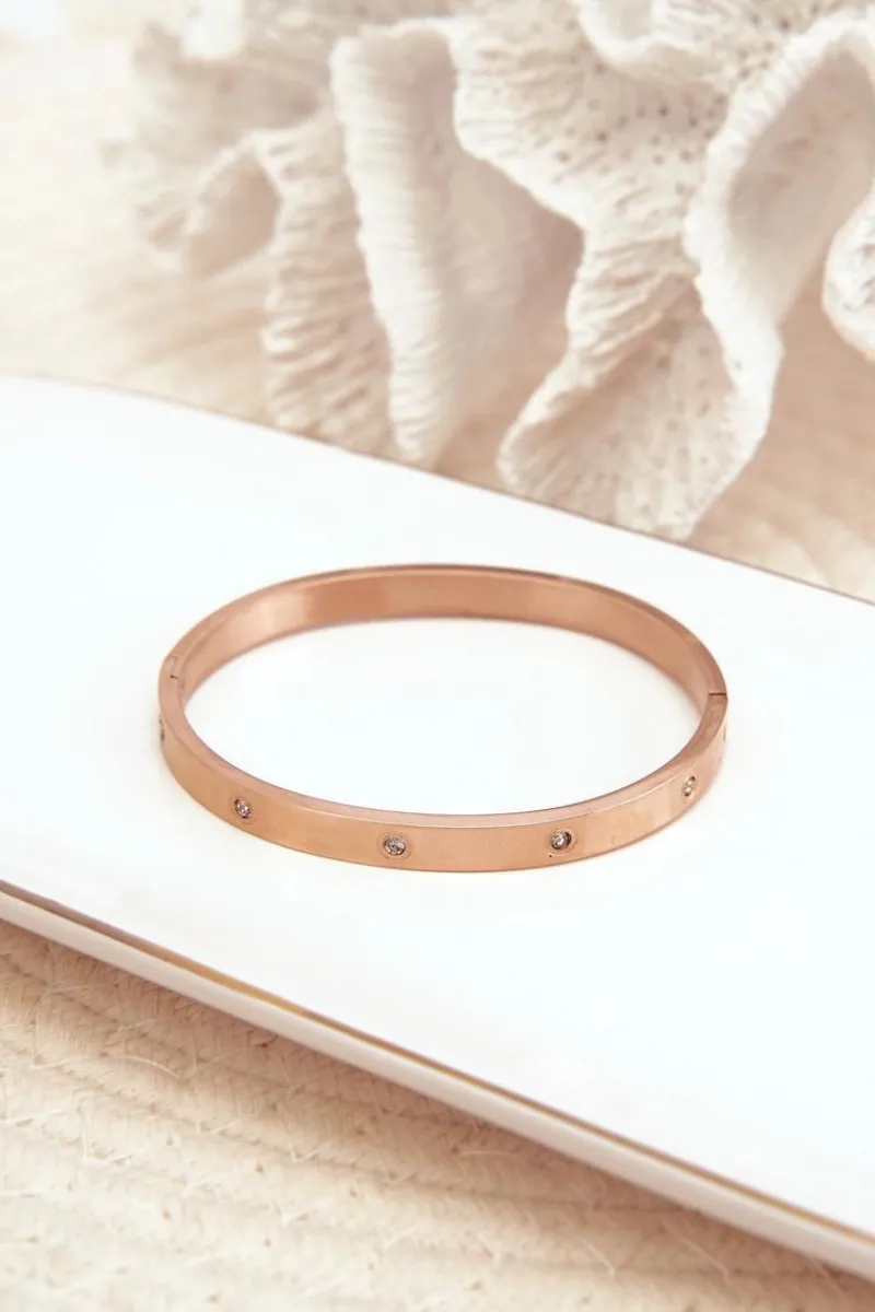 Online Bransoletka Stalowa Z Cyrkoniami Różowe Złoto Lauren Bransoletki