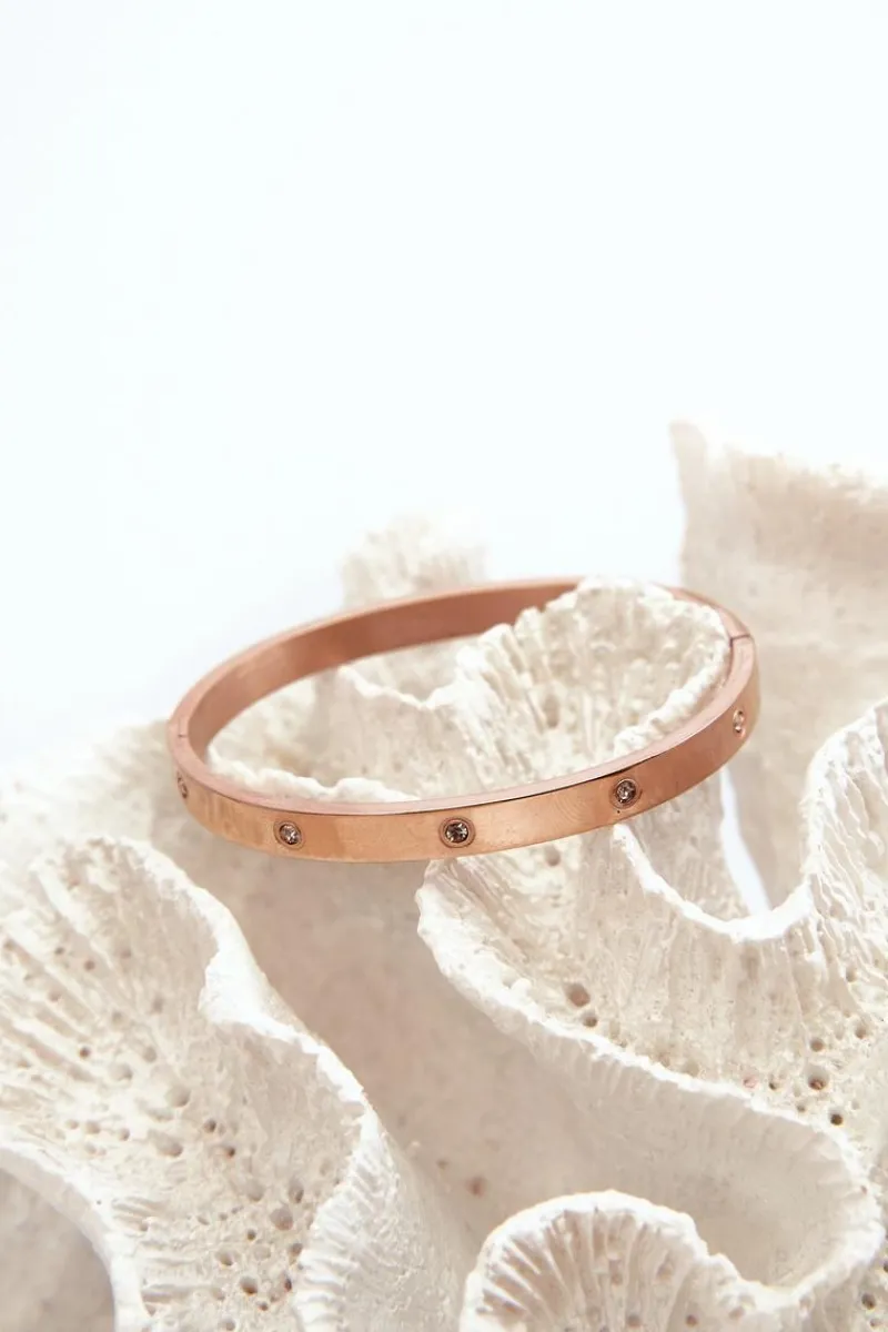 Online Bransoletka Stalowa Z Cyrkoniami Różowe Złoto Lauren Bransoletki