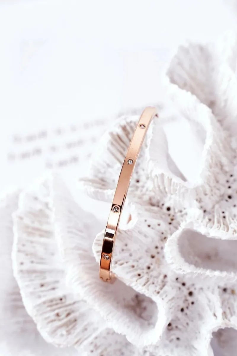 Hot Bransoletka Stalowa Z Cyrkoniami Różowe Złoto Bransoletki