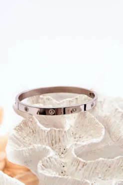 Outlet Bransoletka Stalowa Z Cyrkoniami Srebrna Lauren Bransoletki