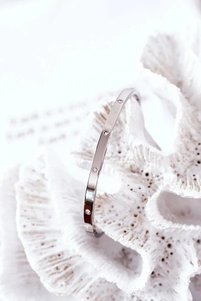 Online Glam Chic Bransoletka Stalowa Z Cyrkoniami Srebrna