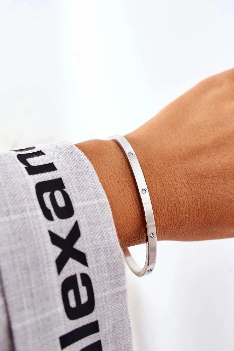 Online Glam Chic Bransoletka Stalowa Z Cyrkoniami Srebrna