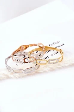 Online Bransoletka Stalowa Z Cyrkoniami Złota Bransoletki