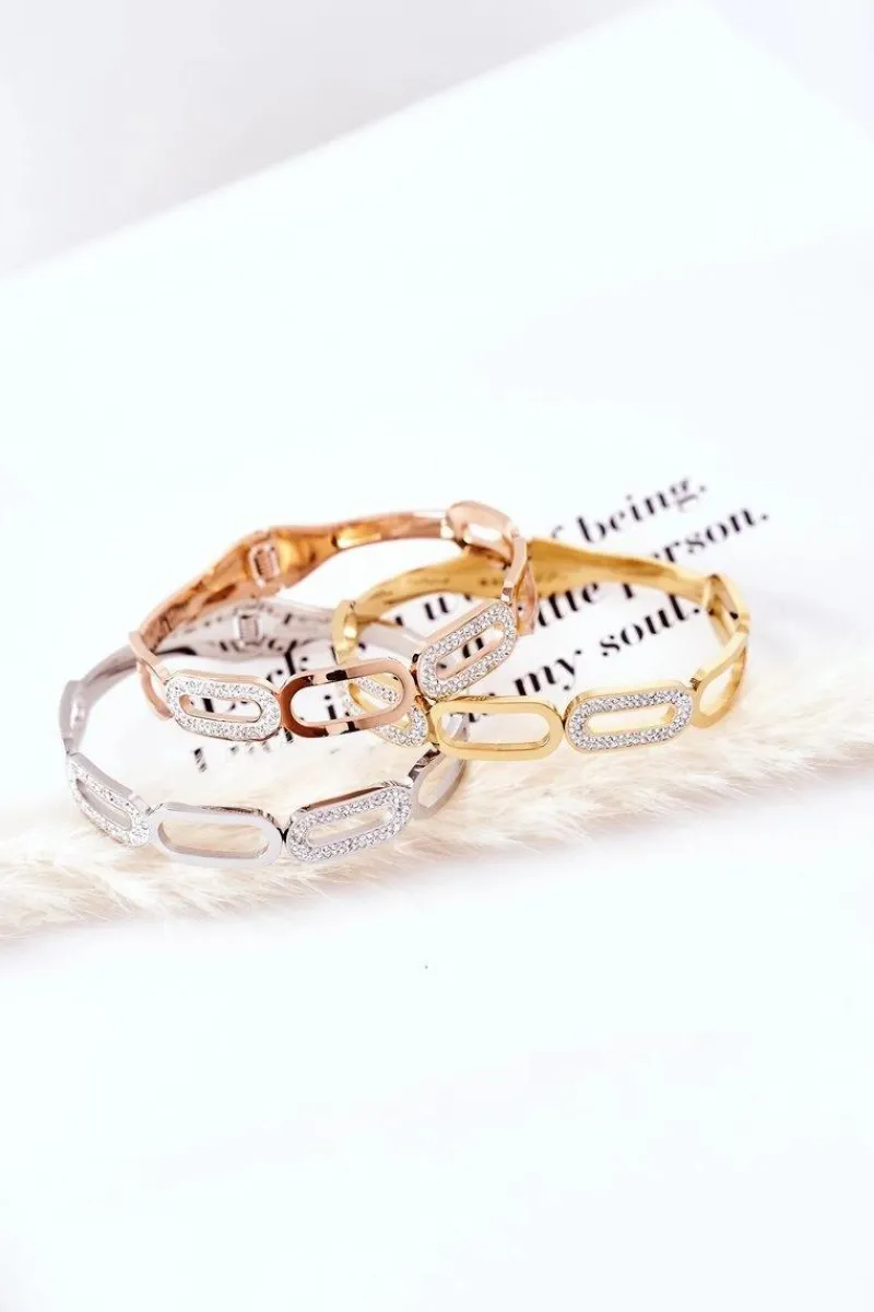 Online Bransoletka Stalowa Z Cyrkoniami Złota Bransoletki