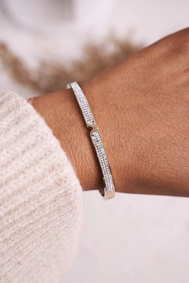 Sale Glam Chic Bransoletka Stalowa z Cyrkoniami Złota Venus