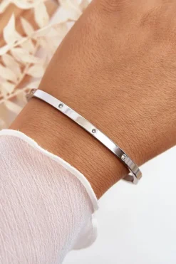 Bransoletki>Glam Chic Bransoletka Stalowa Z Małymi Cyrkoniami Srebrna Lauren