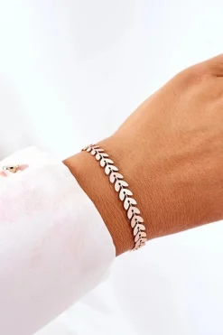 Hot Glam Chic Bransoletka W Jodełkę Różowe Złoto