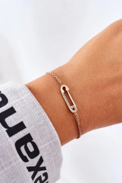 Bransoletki>Giorgio&Dario Bransoletka Z Agrafką I Cyrkoniami Różowe Złoto