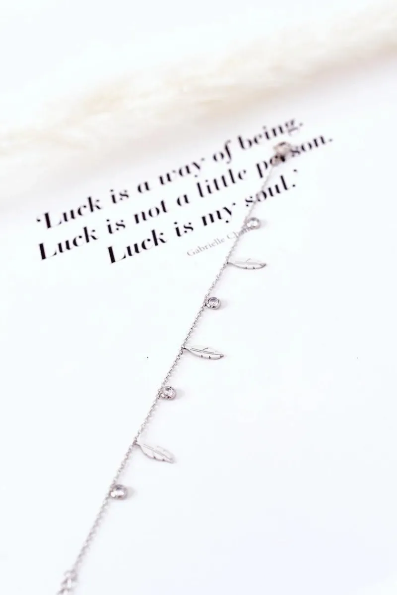 Online Glam Chic Bransoletka Z Piórkami Oraz Cyrkoniami Srebrna