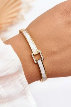 Clearance Glam Chic Bransoletka Ze Stali Nierdzewnej Perłowo-Złota