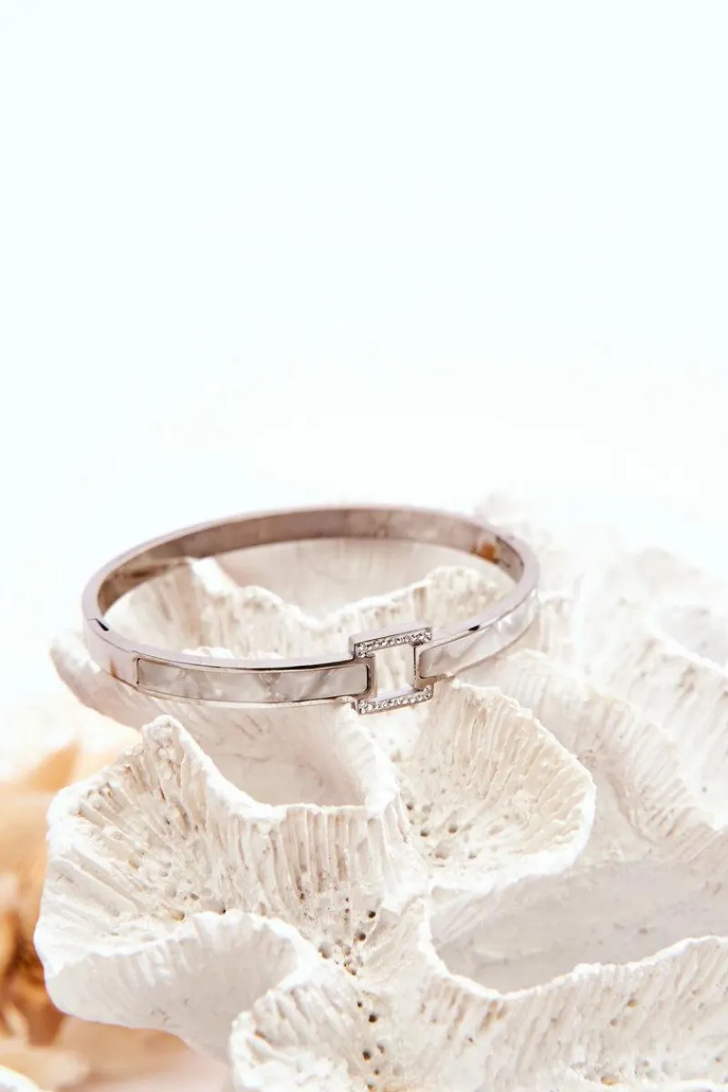 Bransoletki>Glam Chic Bransoletka Ze Stali Nierdzewnej Perłowo-Srebrna