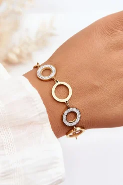 Best Glam Chic Bransoletka Ze Stali Nierdzewnej Z Kołami Złota