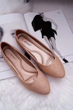 Baleriny Klasyczne></noscript>Boto Brokatowe Baleriny Różowe Złoto Tiffy