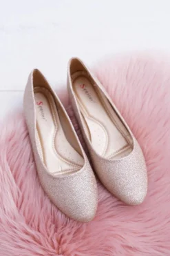 Outlet Boto Brokatowe Baleriny Złote Tiffy