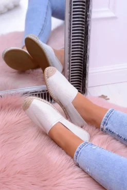 Czarne Espadryle></noscript>Boto Brokatowe Espadryle Lu Boo Białe