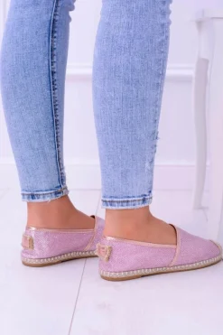 Czarne Espadryle></noscript>Boto Brokatowe Espadryle Lu Boo Różowe