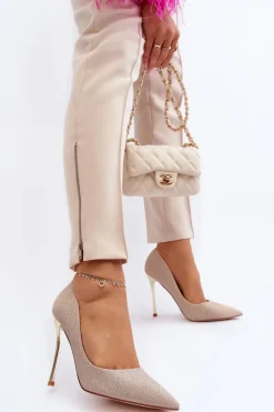 Best Boto Brokatowe Szpilki Złote Tiberona