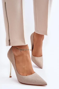 Best Boto Brokatowe Szpilki Złote Tiberona