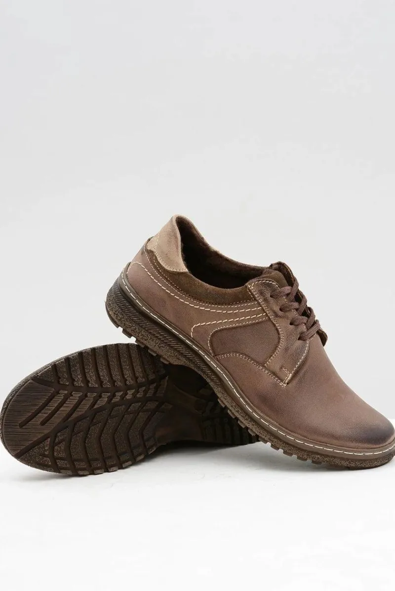 Boto Brązowe Skórzane Męskie Ocieplane Półbuty Ernesto Na Zimę