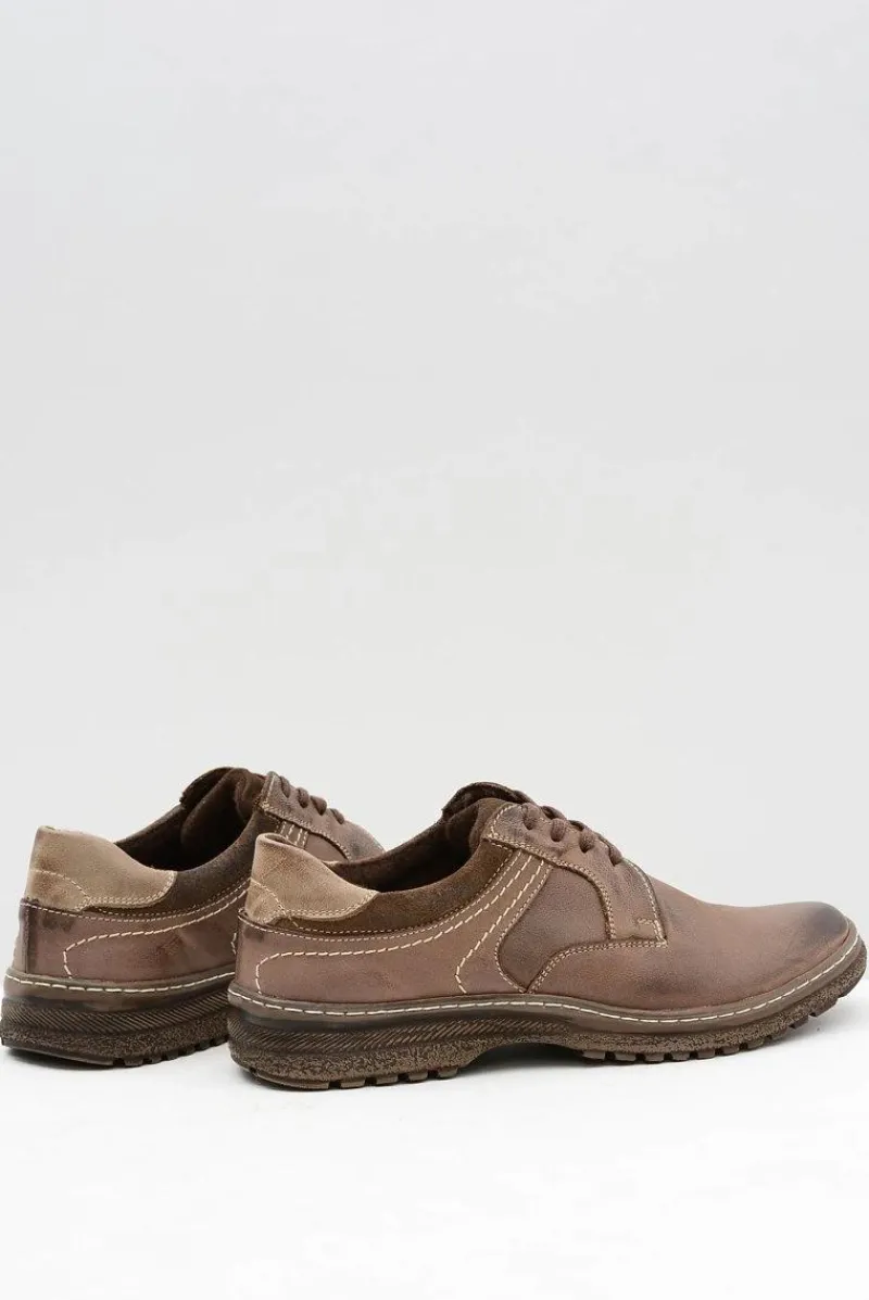 Boto Brązowe Skórzane Męskie Ocieplane Półbuty Ernesto Na Zimę