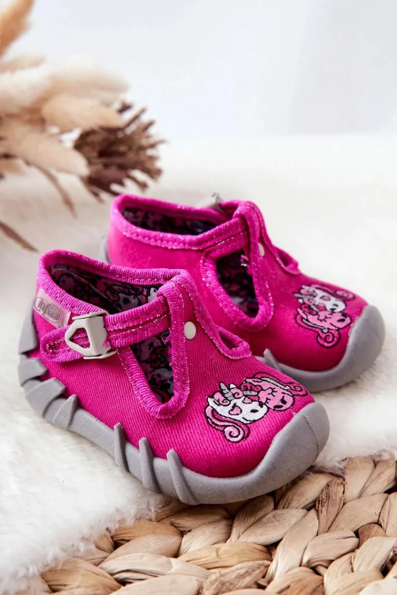 Sale Buty Papcie Jednorożce 110P435 Różowe Dzieci Dziewczęce