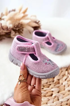 New Buty Papcie Kotek 531P084 Różowe Dzieci Dziewczęce