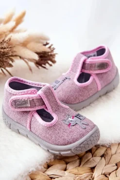 New Buty Papcie Kotek 531P084 Różowe Dzieci Dziewczęce