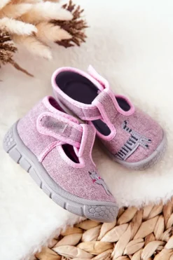 New Buty Papcie Kotek 531P084 Różowe Dzieci Dziewczęce